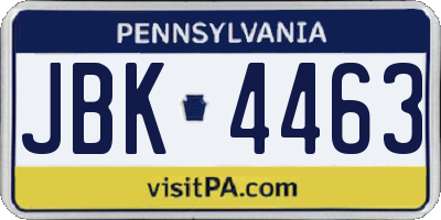 PA license plate JBK4463