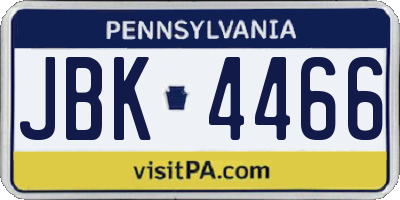 PA license plate JBK4466