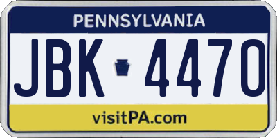 PA license plate JBK4470