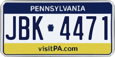 PA license plate JBK4471