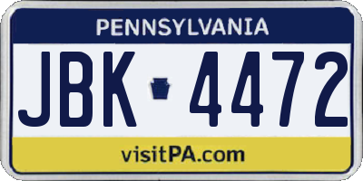 PA license plate JBK4472