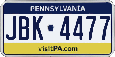 PA license plate JBK4477