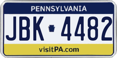 PA license plate JBK4482