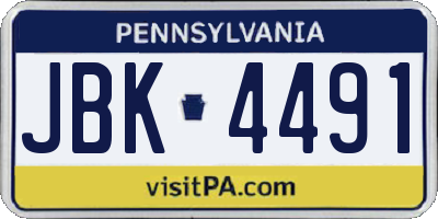 PA license plate JBK4491