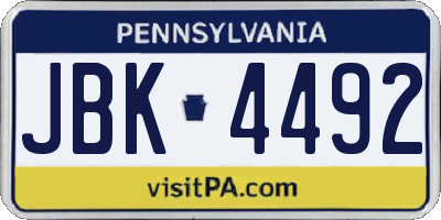 PA license plate JBK4492