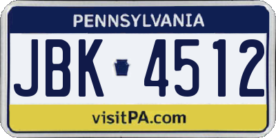 PA license plate JBK4512