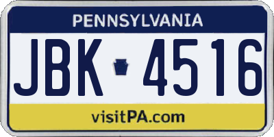 PA license plate JBK4516