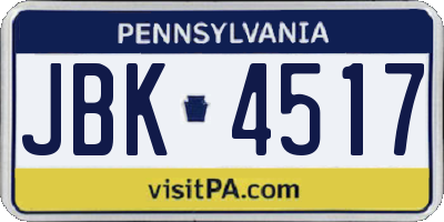 PA license plate JBK4517