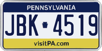 PA license plate JBK4519