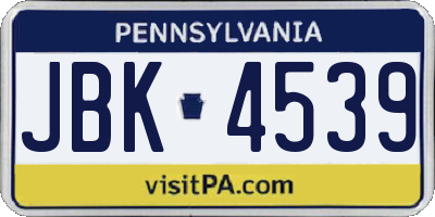 PA license plate JBK4539