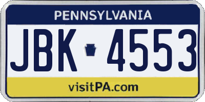 PA license plate JBK4553