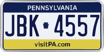 PA license plate JBK4557