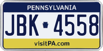 PA license plate JBK4558