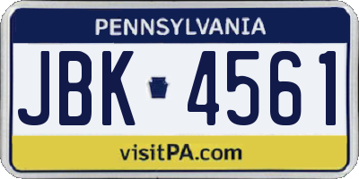 PA license plate JBK4561