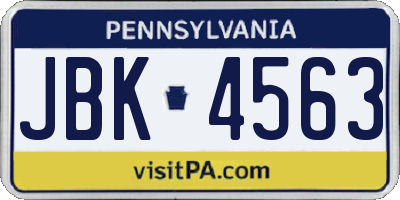 PA license plate JBK4563