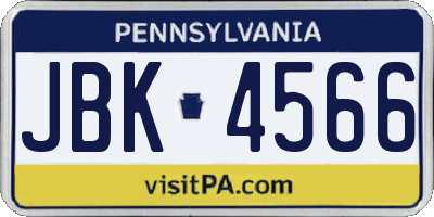 PA license plate JBK4566