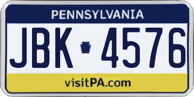 PA license plate JBK4576