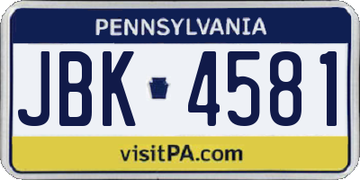 PA license plate JBK4581