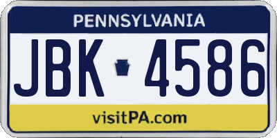 PA license plate JBK4586