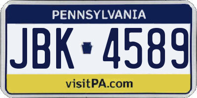 PA license plate JBK4589