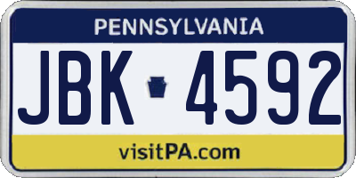 PA license plate JBK4592