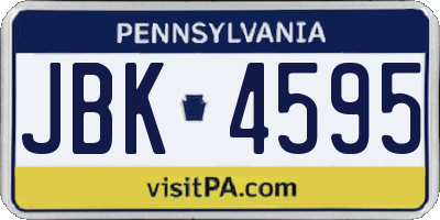 PA license plate JBK4595