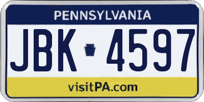 PA license plate JBK4597
