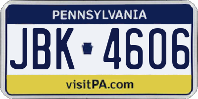PA license plate JBK4606