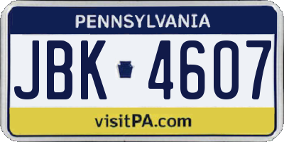 PA license plate JBK4607