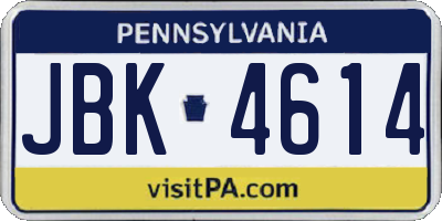 PA license plate JBK4614