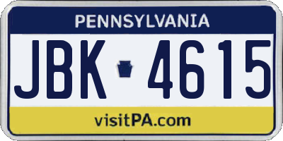 PA license plate JBK4615