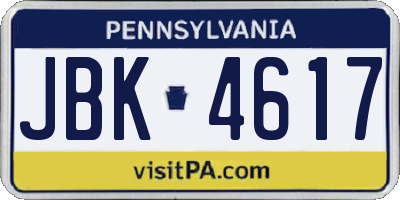 PA license plate JBK4617