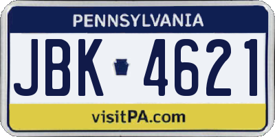 PA license plate JBK4621