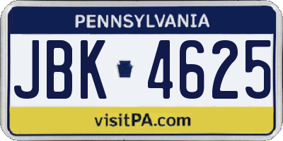 PA license plate JBK4625