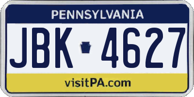 PA license plate JBK4627