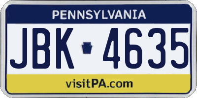PA license plate JBK4635