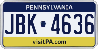 PA license plate JBK4636