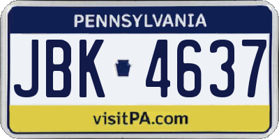 PA license plate JBK4637
