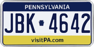 PA license plate JBK4642