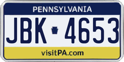 PA license plate JBK4653