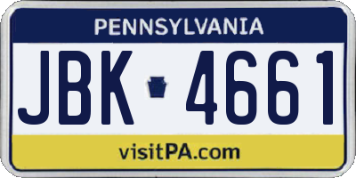 PA license plate JBK4661