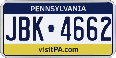 PA license plate JBK4662