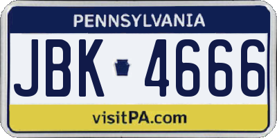 PA license plate JBK4666