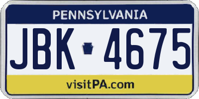 PA license plate JBK4675