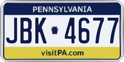 PA license plate JBK4677