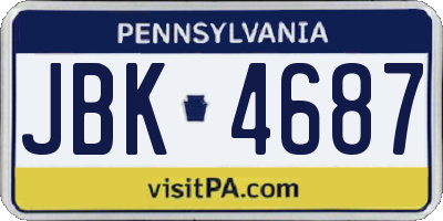 PA license plate JBK4687