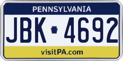 PA license plate JBK4692