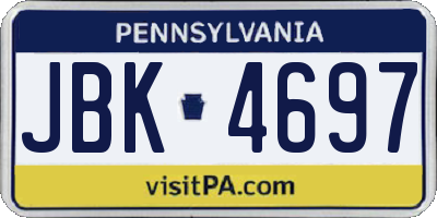 PA license plate JBK4697