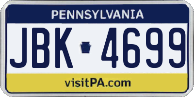 PA license plate JBK4699