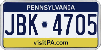 PA license plate JBK4705